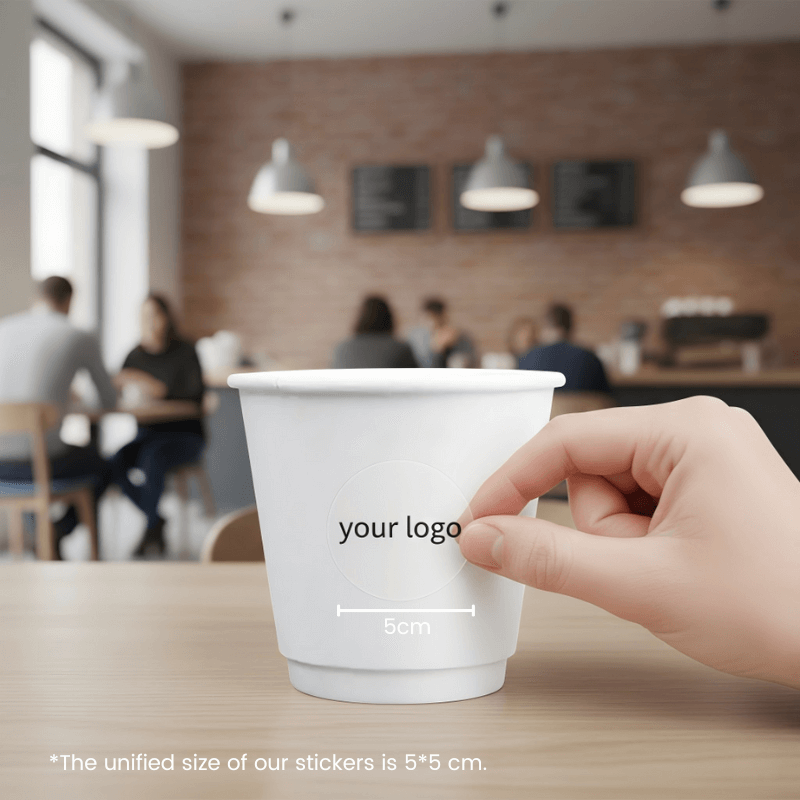 Starter Pack Blank Paper Cups + Logo Stickers Bundle (8oz / 10oz / 12oz / 16oz – Single Wall / Double Wall) - ecoaralon