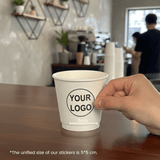 Starter Pack Blank Paper Cups + Logo Stickers Bundle (8oz / 10oz / 12oz / 16oz – Single Wall / Double Wall) - ecoaralon