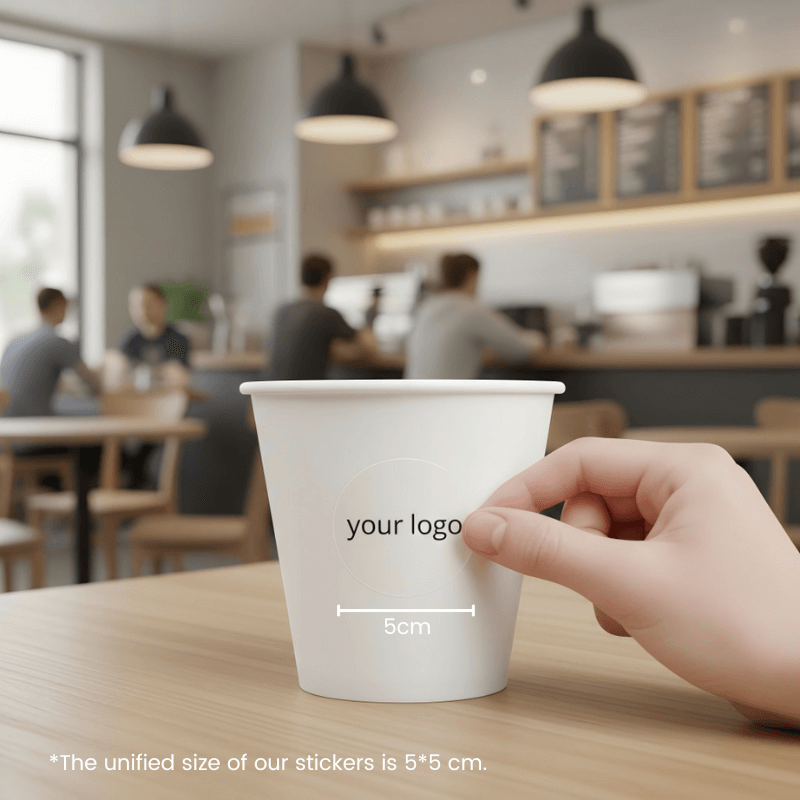 Starter Pack Blank Paper Cups + Logo Stickers Bundle (8oz / 10oz / 12oz / 16oz – Single Wall / Double Wall) - ecoaralon