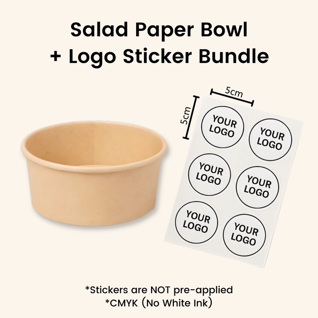 Starter Pack Salad Paper Bowl + Logo Sticker Bundle (500ml / 1000ml / 1100ml / 1300ml) - ecoaralon