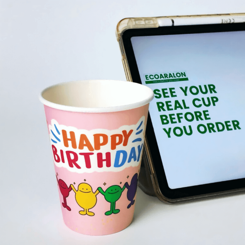 12oz Custom Printed Single Wall Paper Cups Premium Multicolor WaterProof