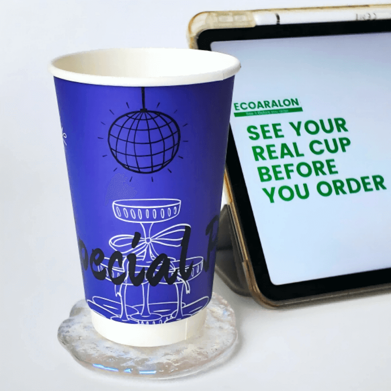 16oz Custom Printed Double Wall Paper Cups Premium Multicolor WaterProof