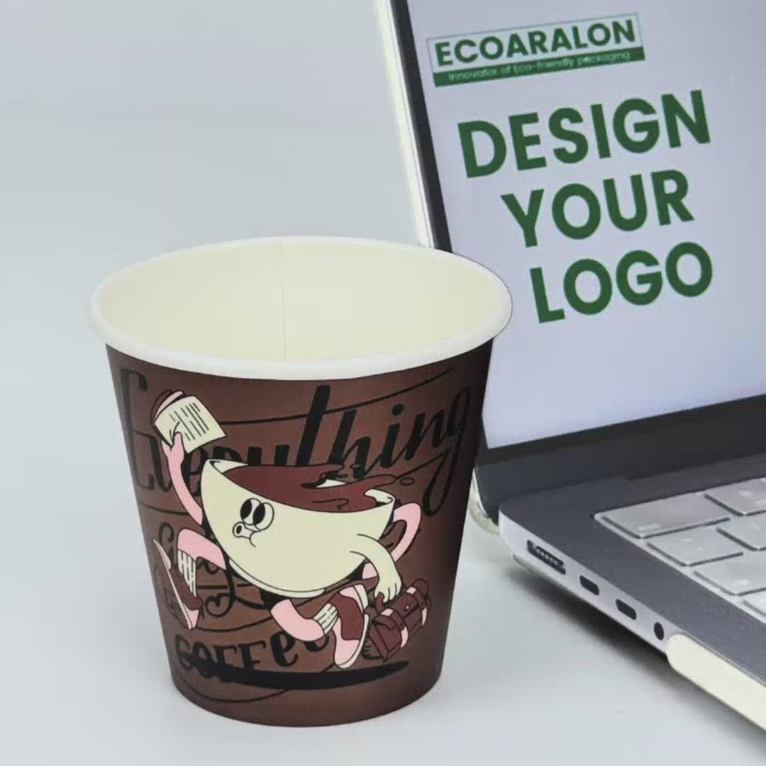 8oz Custom Printed Single Wall Paper Cups Premium Multicolor WaterProof