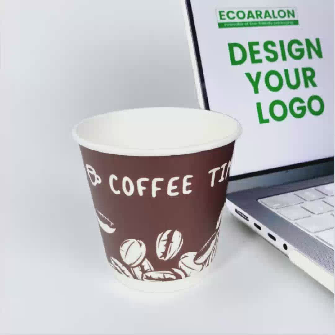 8oz Custom Printed Double Wall Paper Cups Premium Multicolor WaterProof
