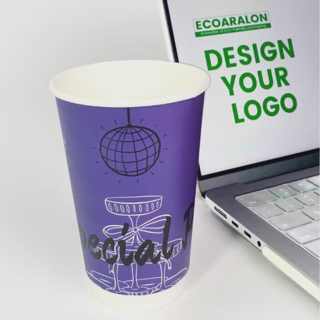 16oz Custom Printed Double Wall Paper Cups Premium Multicolor WaterProof