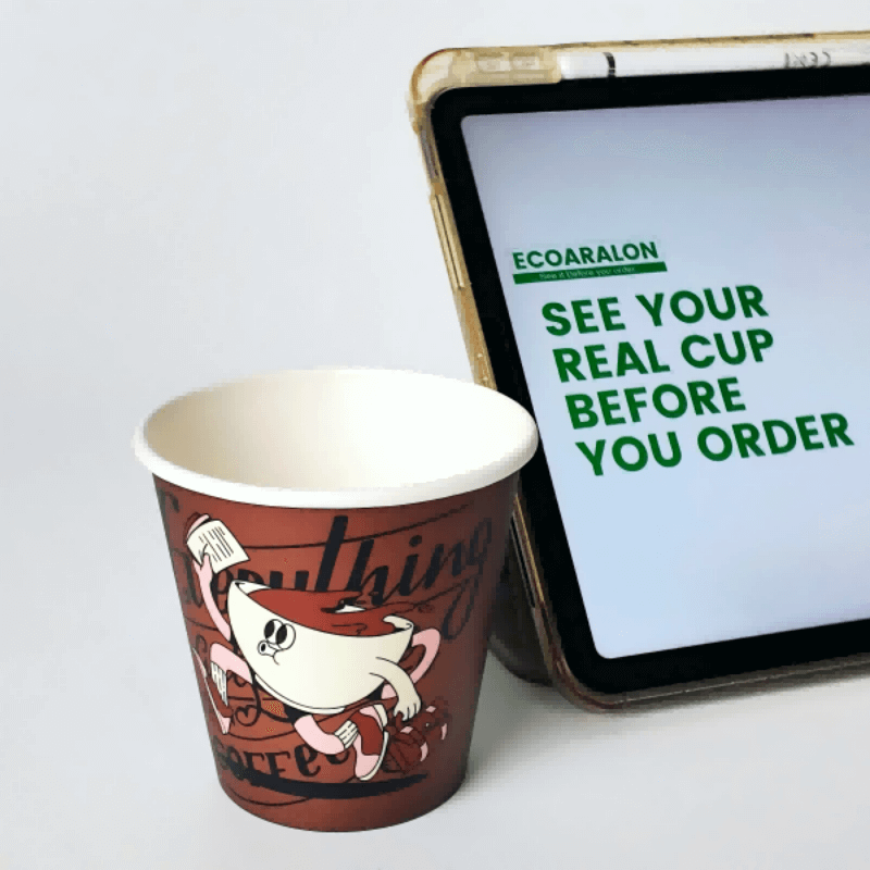 8oz Custom Printed Single Wall Paper Cups Premium Multicolor WaterProof