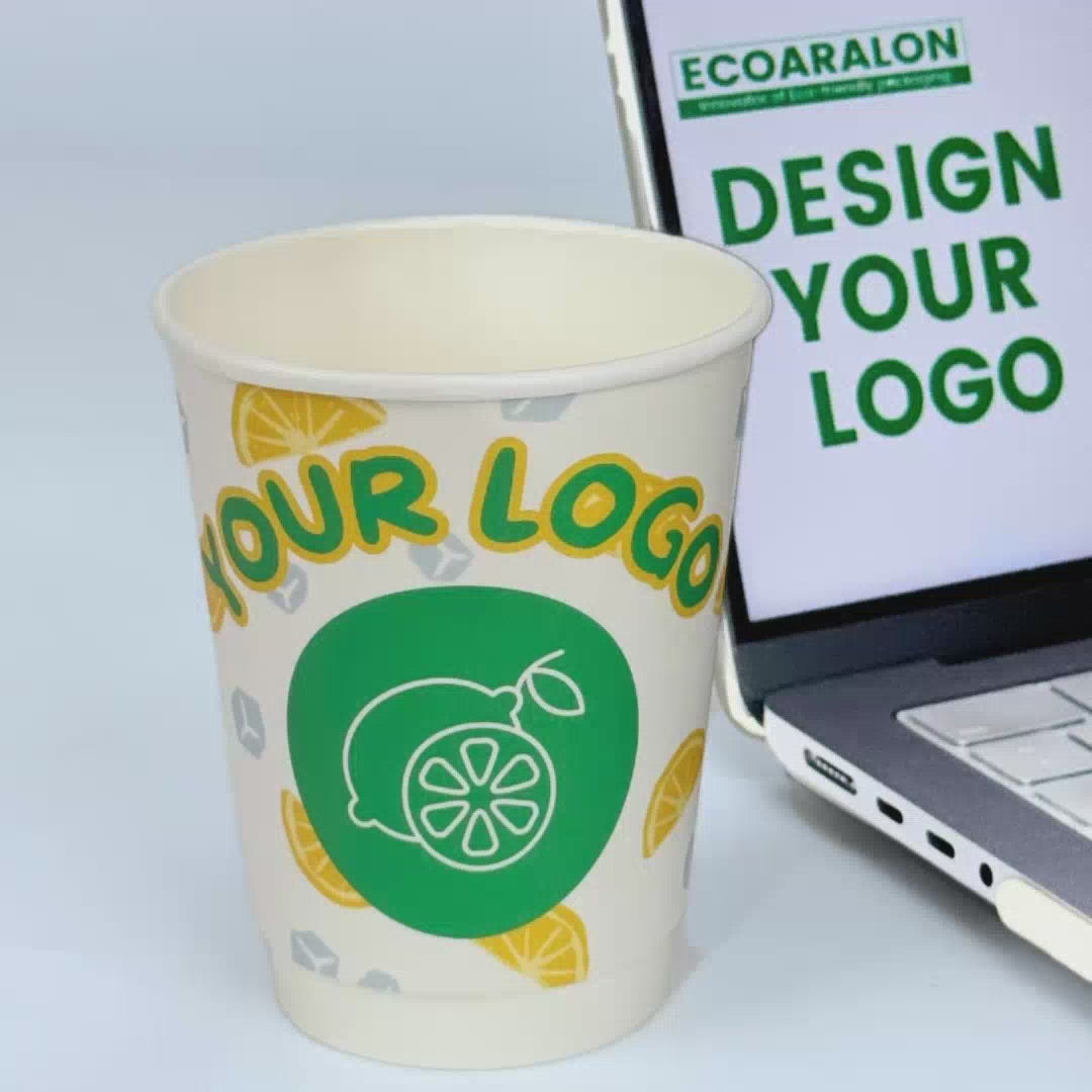 12oz Custom Printed Double Wall Paper Cups Premium Multicolor WaterProof